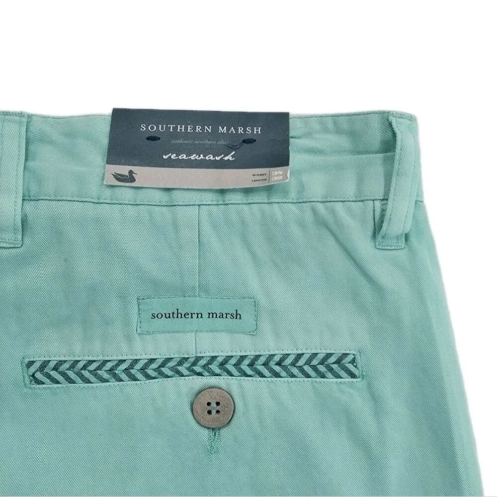 Southern Marsh Seawash Grayton Twill Chino Pant 34x32 Kelly Green NWT w/ Defect